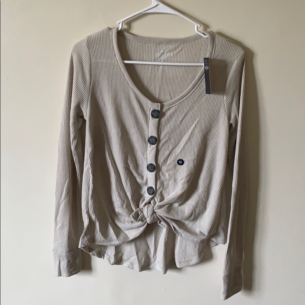 NWT Hollister Waffle Knit Tie Knot Shirt
